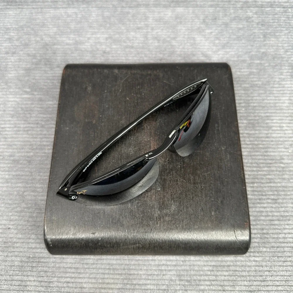 Maui Jim MJ-405-02 Y2K Black Polarized Rimless Sport Sunglasses Made in Japan